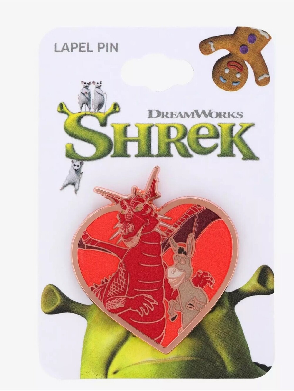 Dreamworks Shrek Donkey and Dragon Heart Pin